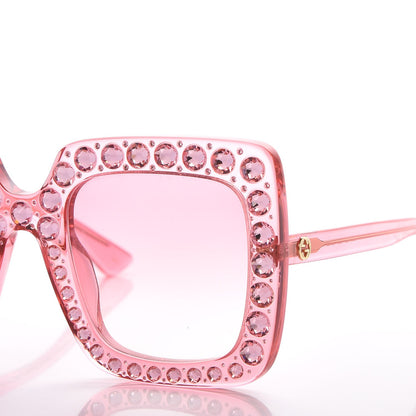 Gucci Acetate Crystal Oversize Sunglasses GG0148S Pink 7 of 10