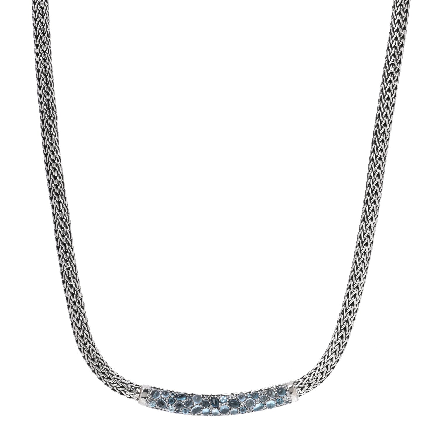 John Hardy Sterling Silver Blue Topaz Blue Zircon Classic Chain Necklace 1 of 4
