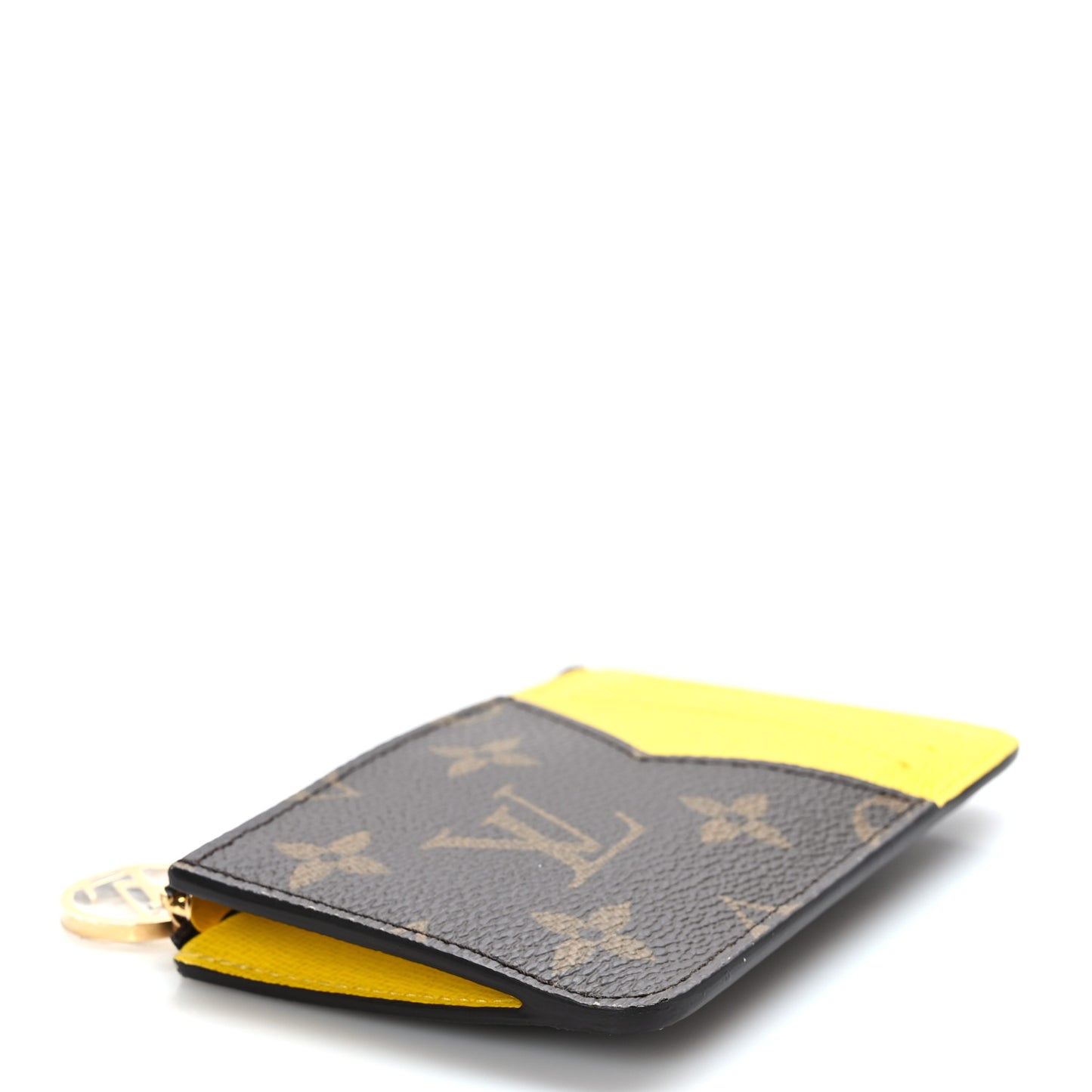 Monogram Zipped Romy Card Holder Yellow