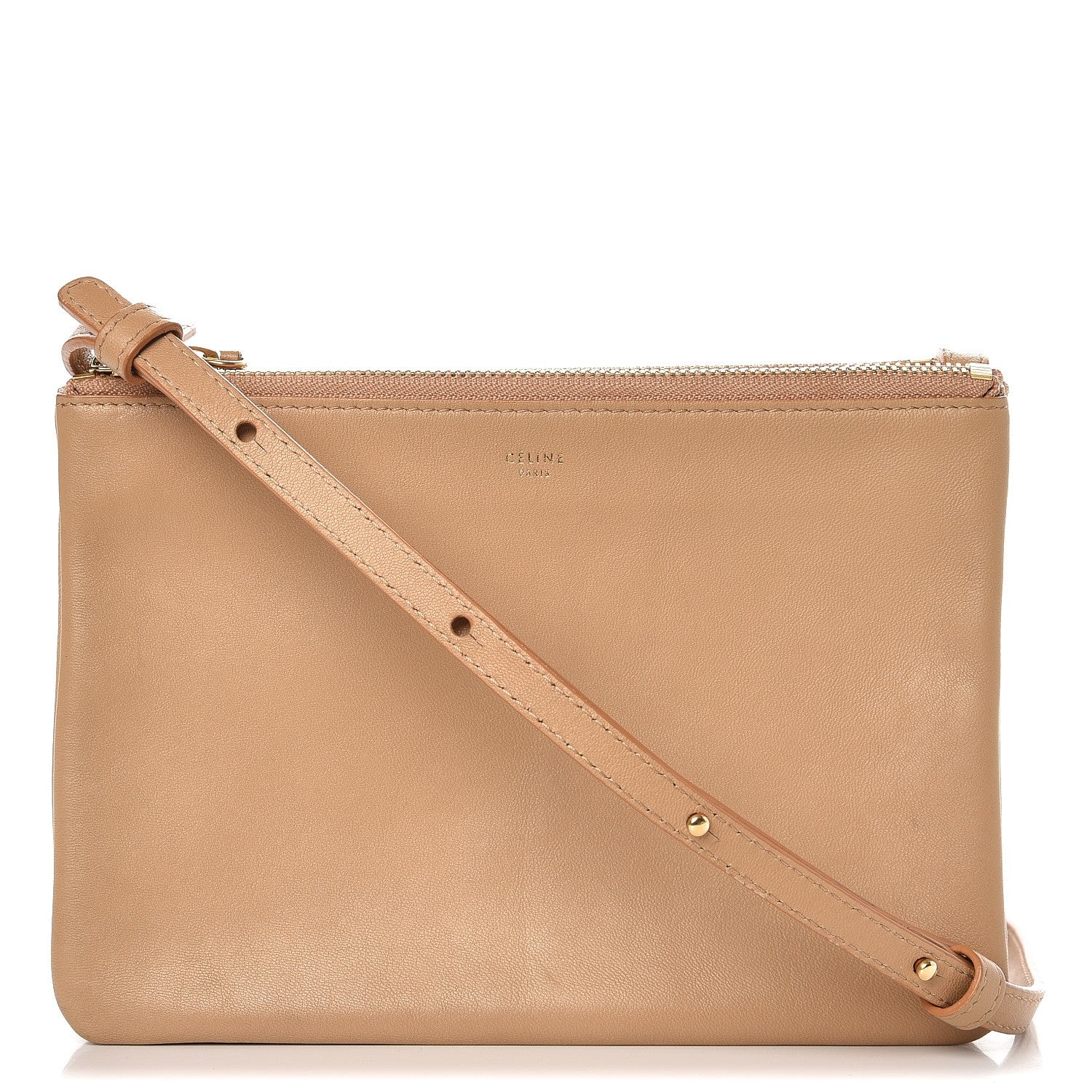 Celine Lambskin Small Trio Crossbody Bag Beige 1 of 8