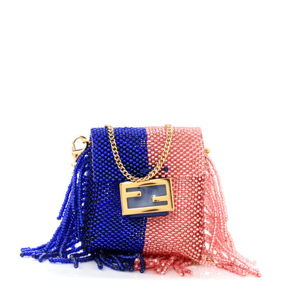 Fendi Glass Beaded Mini Pico Baguette Charm Blue Salmone 1 of 5