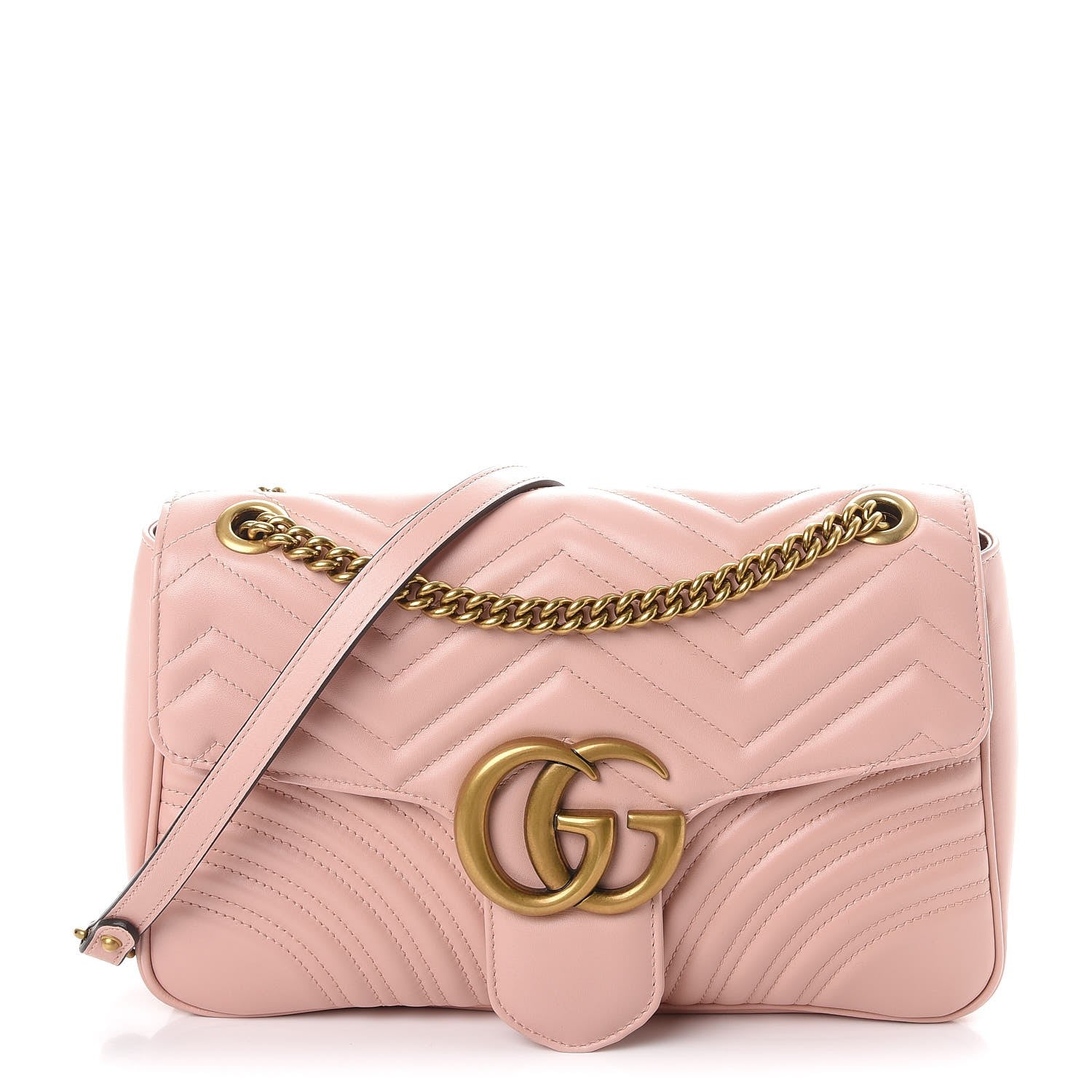 Gucci Calfskin Matelasse Medium GG Marmont Shoulder Bag Perfect Pink 1 of 10