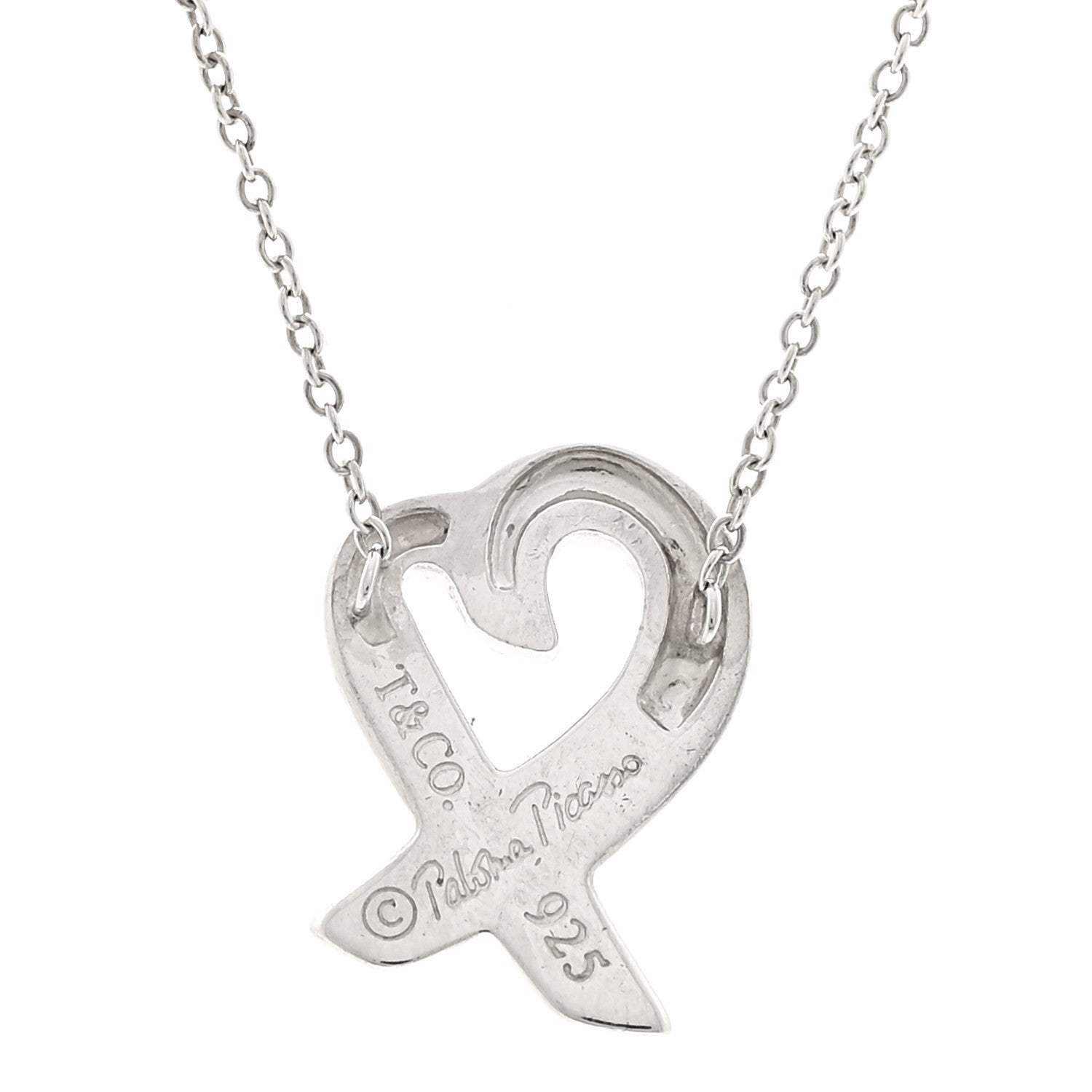Tiffany Sterling Silver Paloma Picasso Loving Heart Pendant Necklace 4 of 6