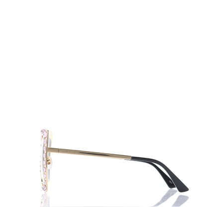 Gucci Metal Acetate Crystal Oversize GG0115S Sunglasses Gold 3 of 9