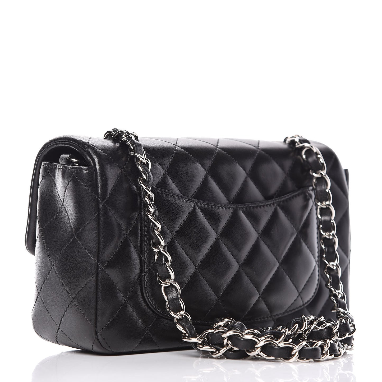 Lambskin Quilted Mini Rectangular Flap Black