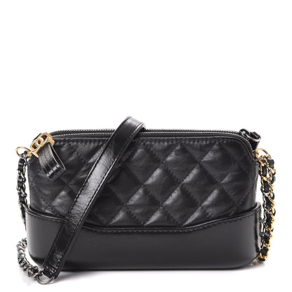 Chanel Aged Calfskin Quilted Small Gabrielle Clutch With Chain Black 1 of 9