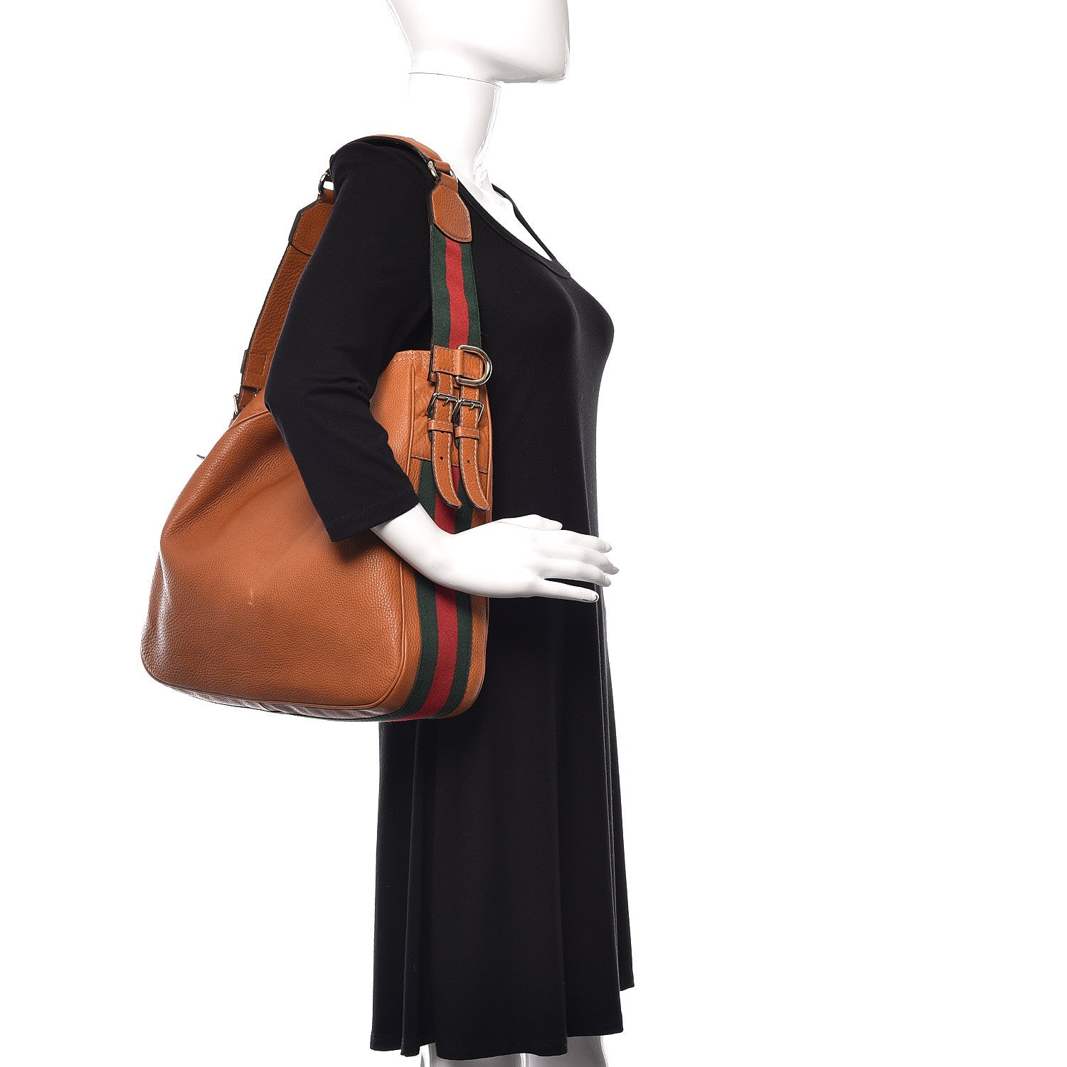 Gucci Pebbled Calfskin Medium Heritage Shoulder Bag Light Tobacco 2 of 13