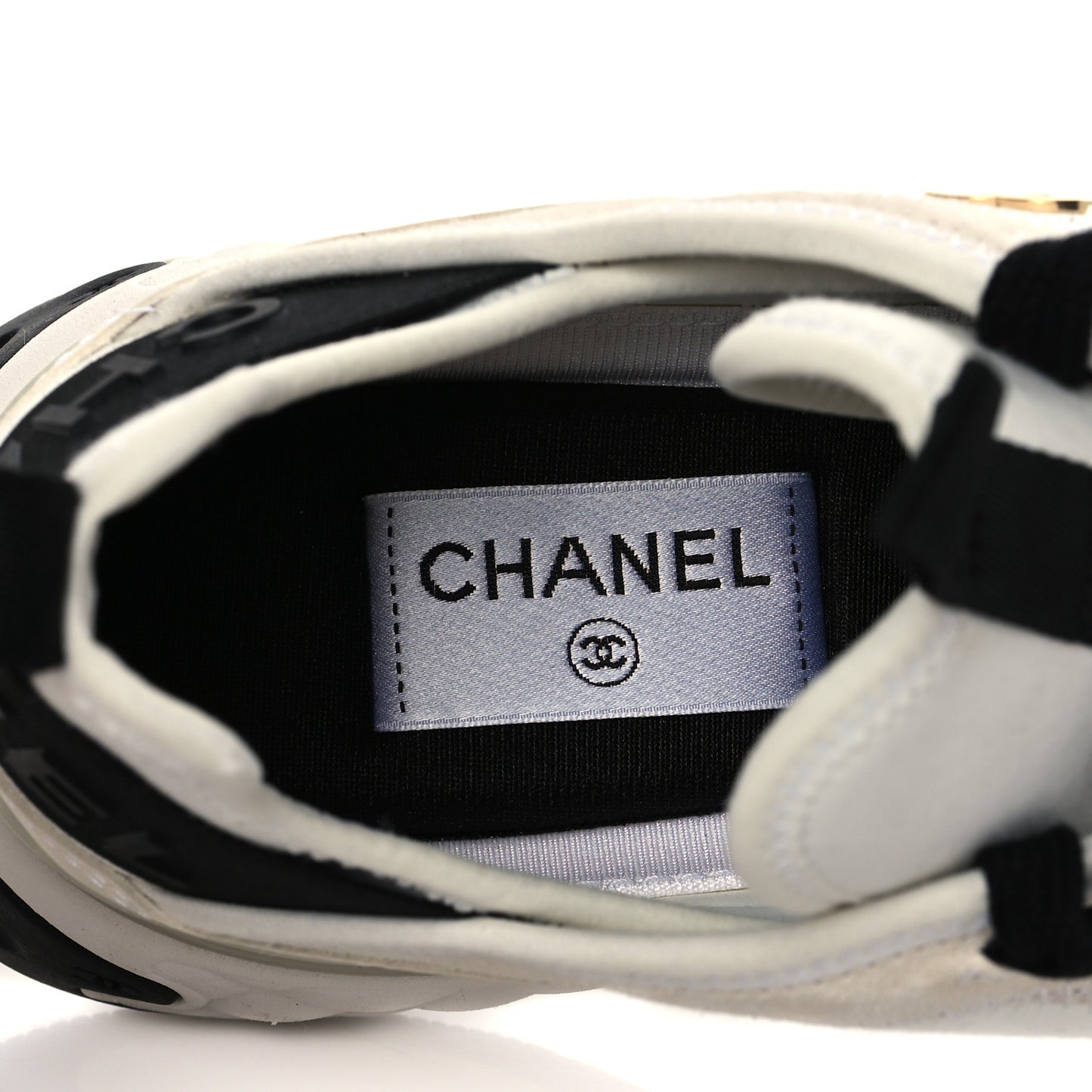Velvet Calfskin Mixed Fibers CC Sneakers 38.5 Ivory Black