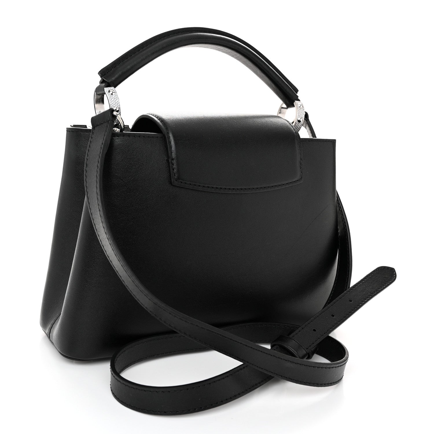 Louis Vuitton Smooth Calfskin Crystal Flowers Capucines BB Black 3 of 9