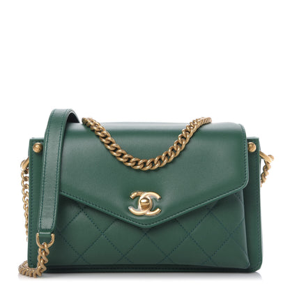 Chanel Calfskin Quilted Envelope Flap Green 1 of 9