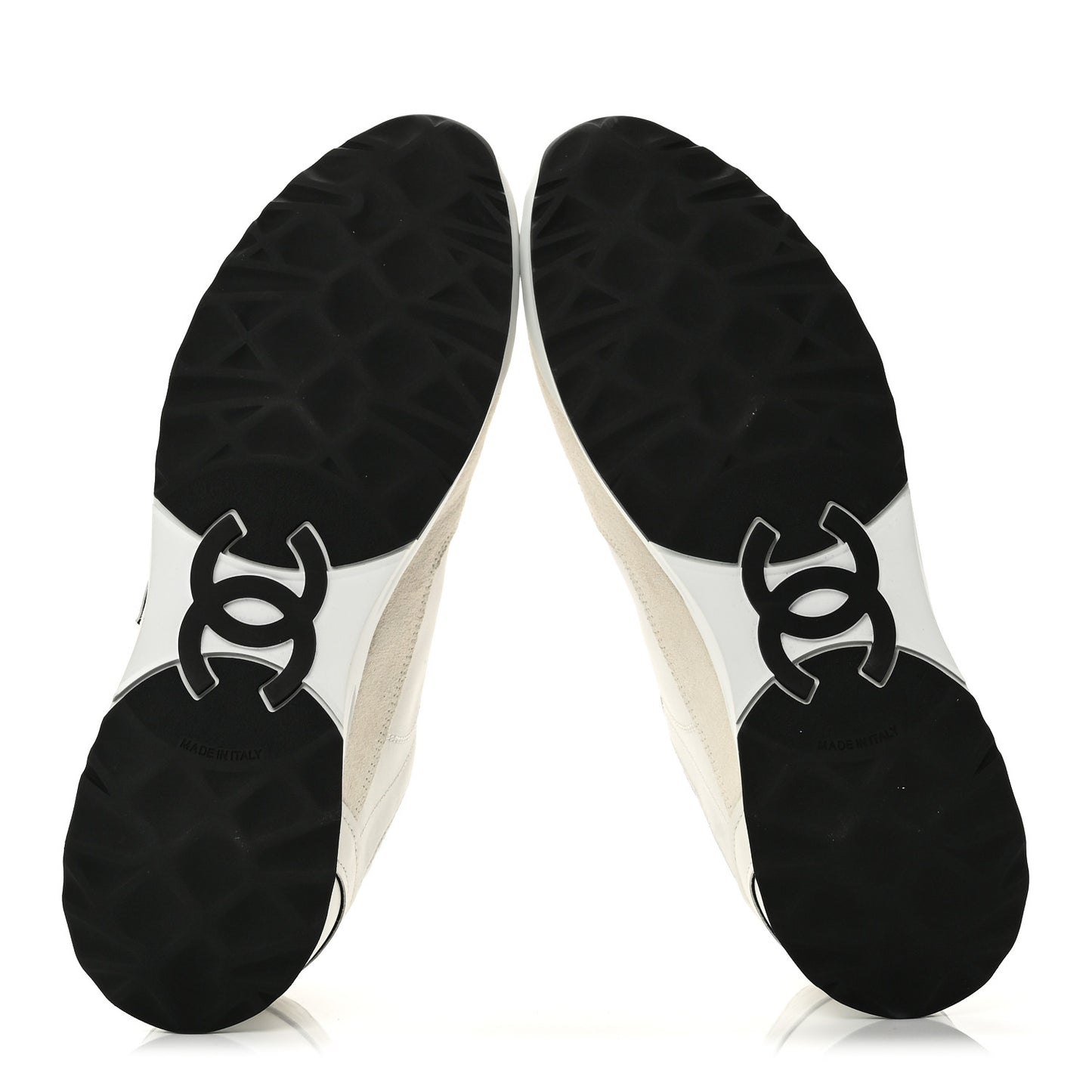 Calfskin Suede CC Mens Sneakers 43 White Beige Black