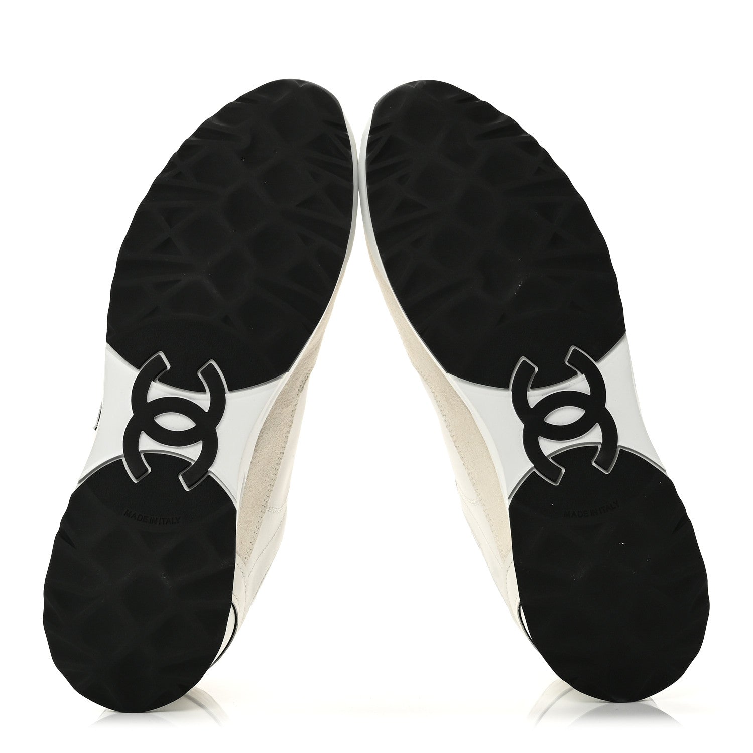Chanel Calfskin Suede CC Mens Sneakers 43 White Beige Black 7 of 10