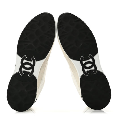 Chanel Calfskin Suede CC Mens Sneakers 43 White Beige Black 7 of 10