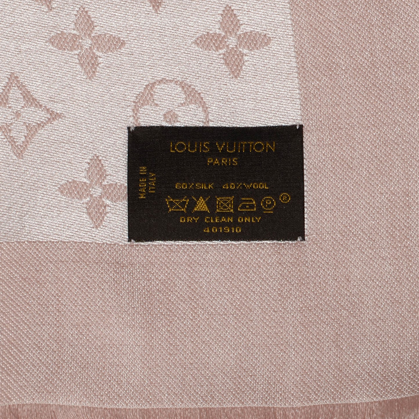 Silk Wool Monogram Denim Shawl Rose