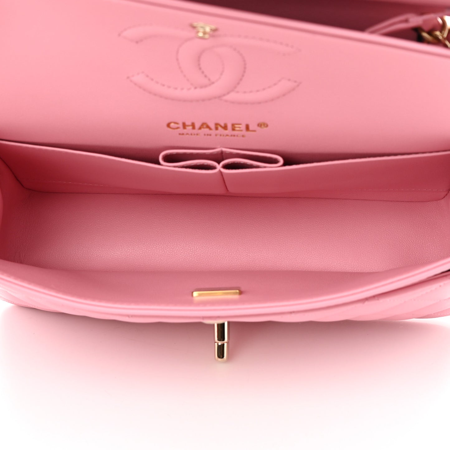 Lambskin Quilted Small Double Flap Pink