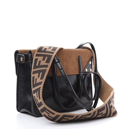 Fendi Agnello Old Shine Vitello Go Rain Small Flip Tote Black Marrone 2 of 7