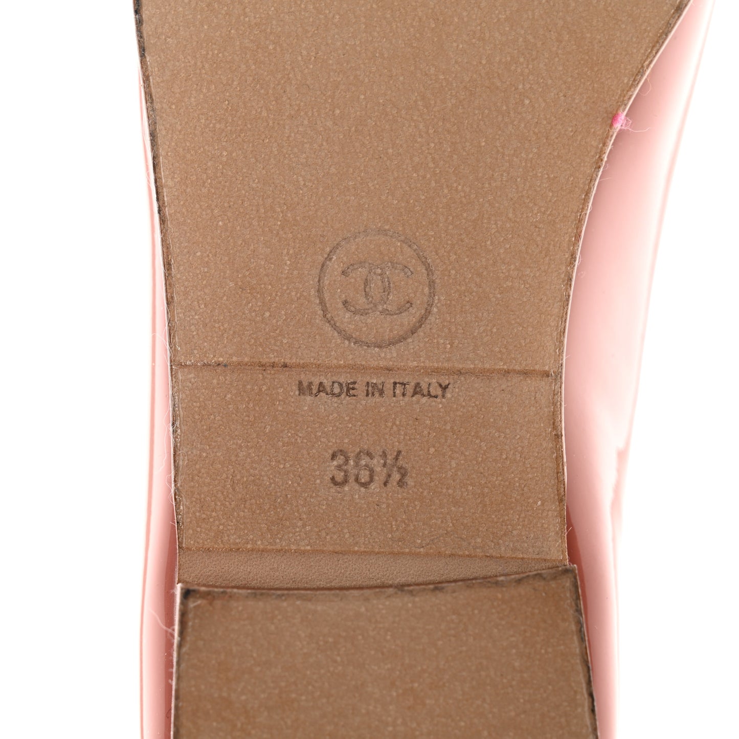 Patent Calfskin CC Cap Toe Ballerina Flats 36.5 Pink