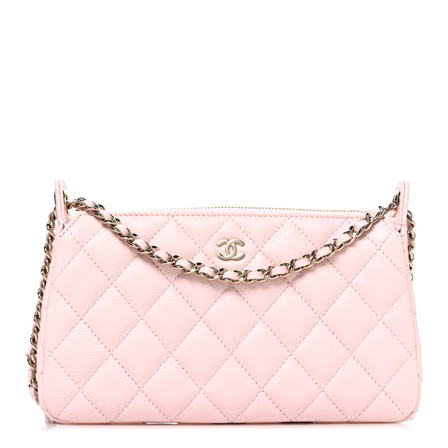 Caviar Quilted Purse With Chain Pink