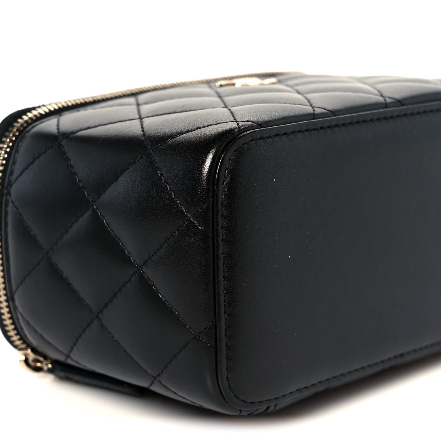 Chanel Lambskin Quilted Small Top Handle Vanity Case With Chain