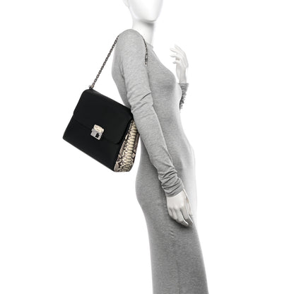 Christian Dior Calfskin Snakeskin Small Diorling Black 2 of 11