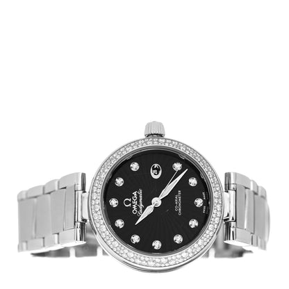 Omega Stainless Steel Diamond Pave Bezel 34mm De-Ville Ladymatic Co-Axial Automatic Watch Black 425.35.34.20.51.001 2 of 5