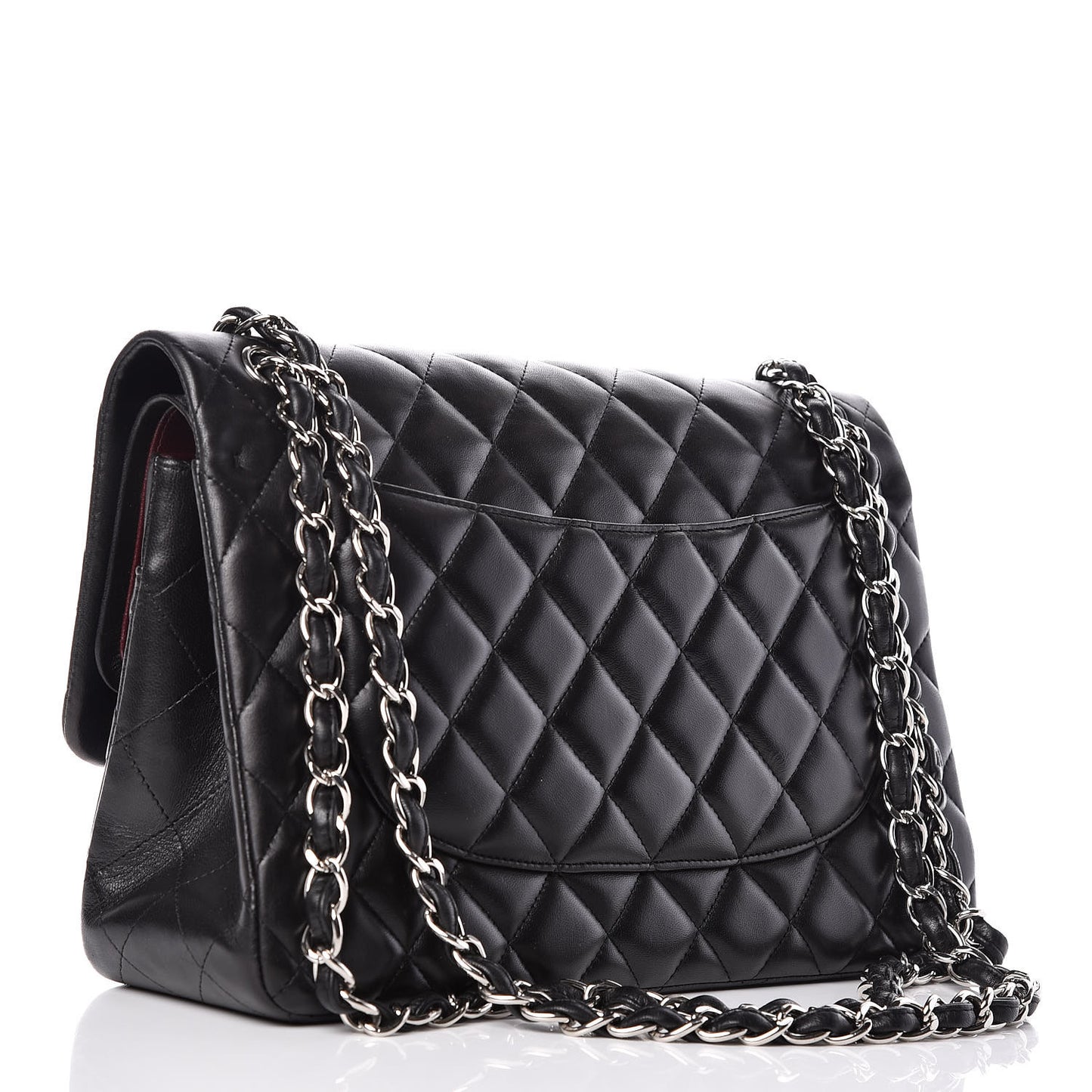Lambskin Quilted Jumbo Double Flap Black