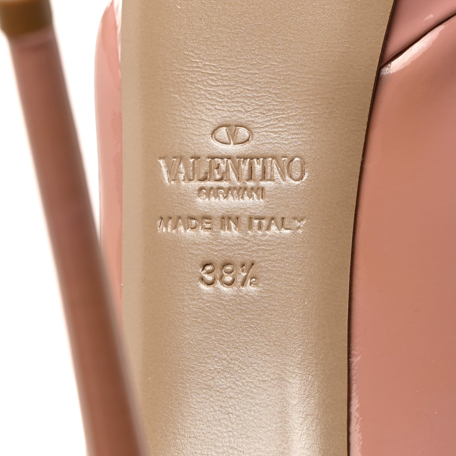 Valentino Garavani Patent Rockstud Peep Toe Platform Pumps 38.5 Pop Gardenia Poudre 8 of 8