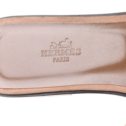 Hermes Velvet Goatskin Patchwork Oran Sandals 38.5 Multicolor Beige 7 of 9