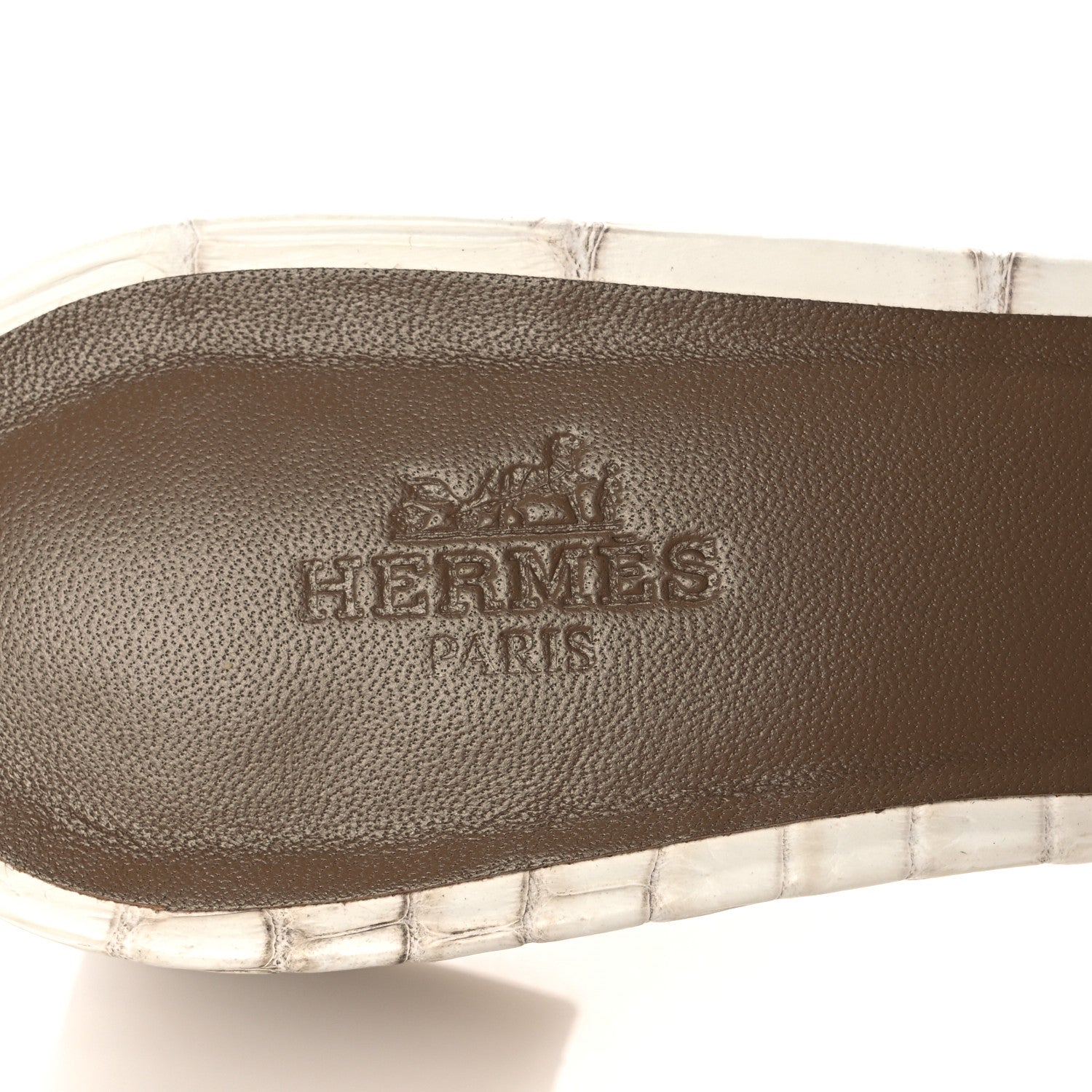 Hermes Matte Niloticus Crocodile Himalaya Oasis Sandals 37.5 White 7 of 9