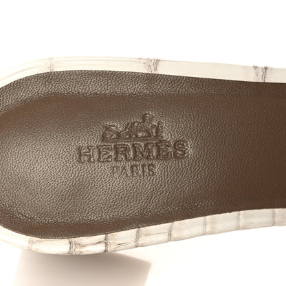 Hermes Matte Niloticus Crocodile Himalaya Oasis Sandals 37.5 White 7 of 9