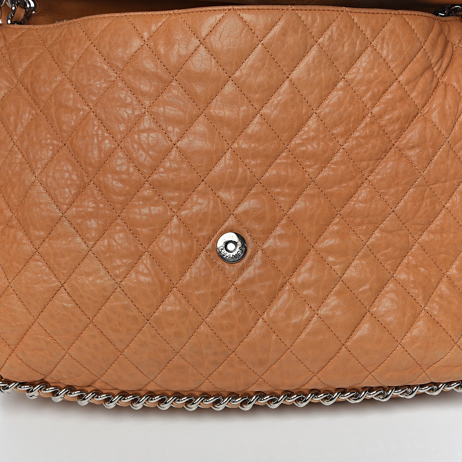 Chanel Washed Lambskin Chain Around Maxi Flap Bag Dark Beige 11 of 18