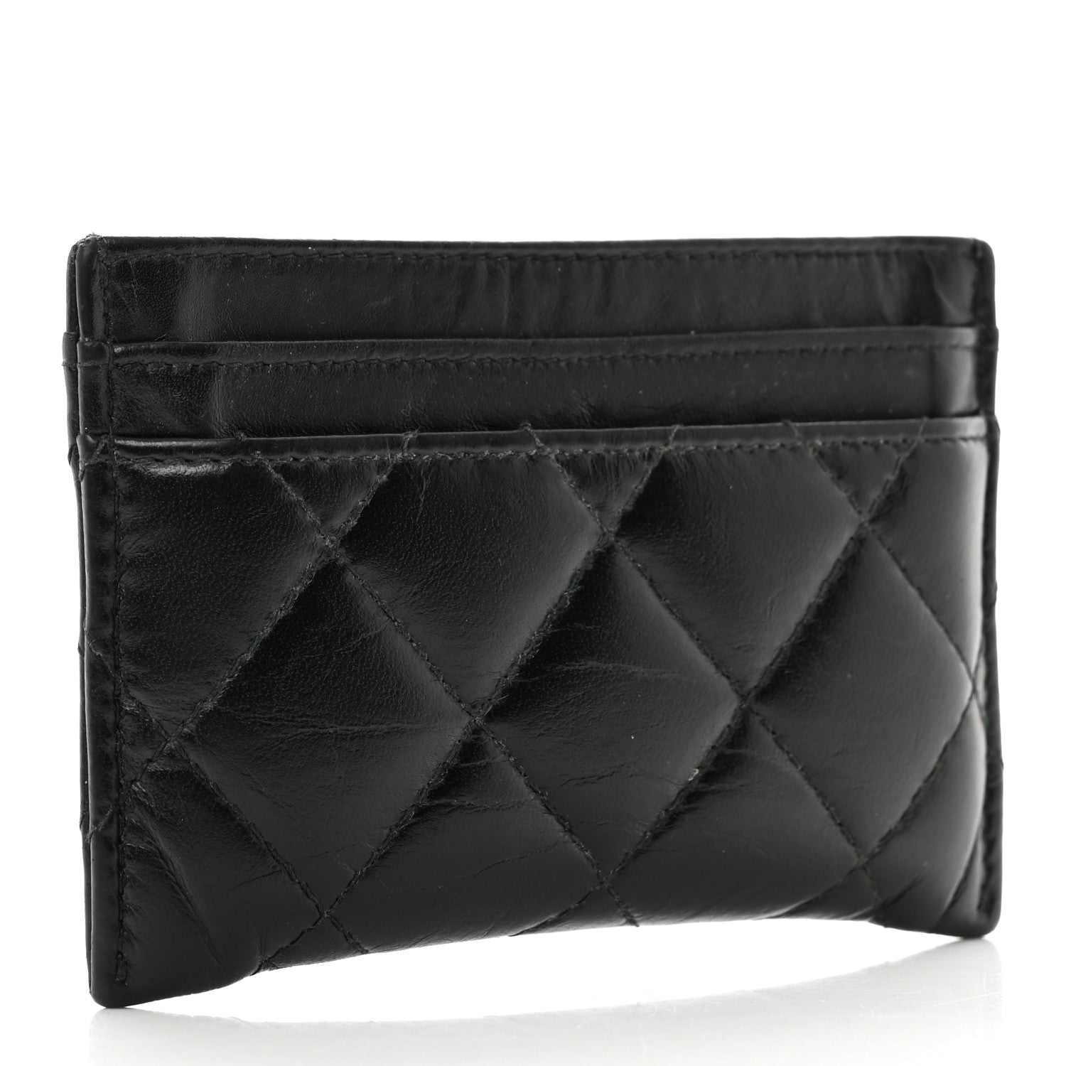 Chanel Aged Calfskin Quilted Lucky Charms Reissue Card Holder Black 3 of 9