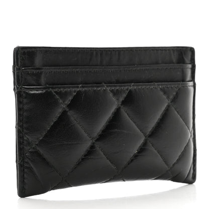 Chanel Aged Calfskin Quilted Lucky Charms Reissue Card Holder Black 3 of 9