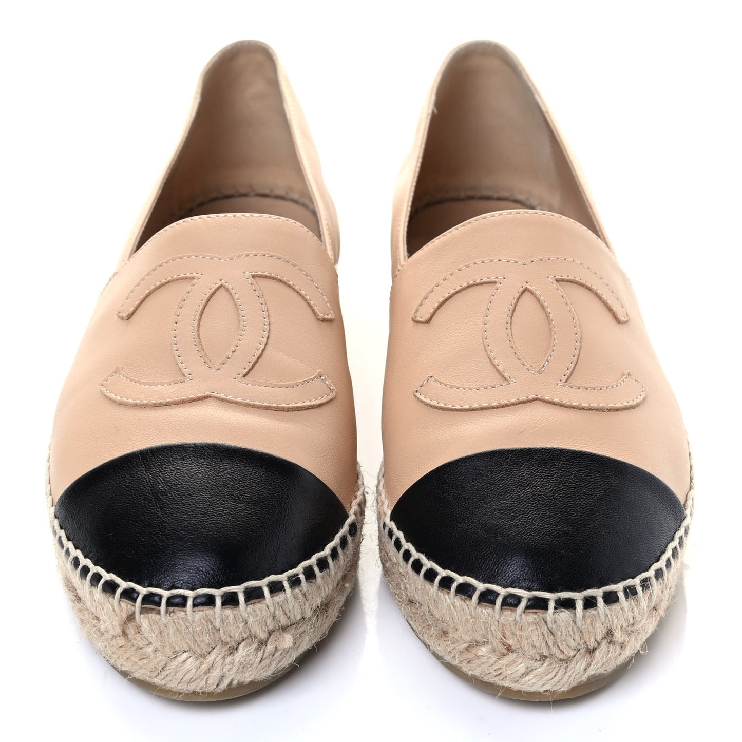 Lambskin CC Espadrilles 38 Beige Black