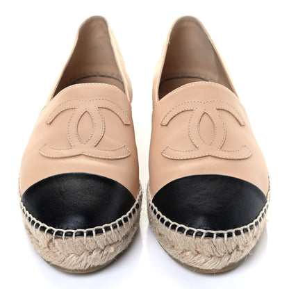 Chanel Lambskin CC Espadrilles 38 Beige Black 4 of 6