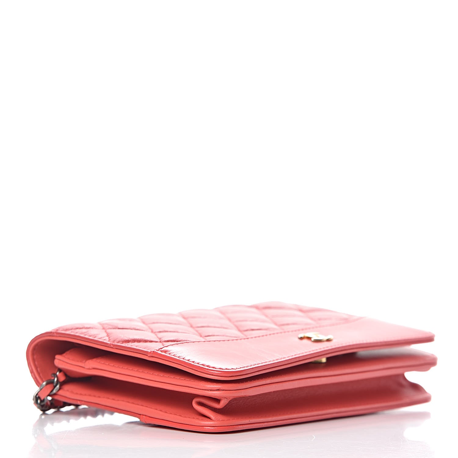 Chanel Patent Goatskin Quilted Gabrielle Wallet On Chain WOC Orange 4 of 11