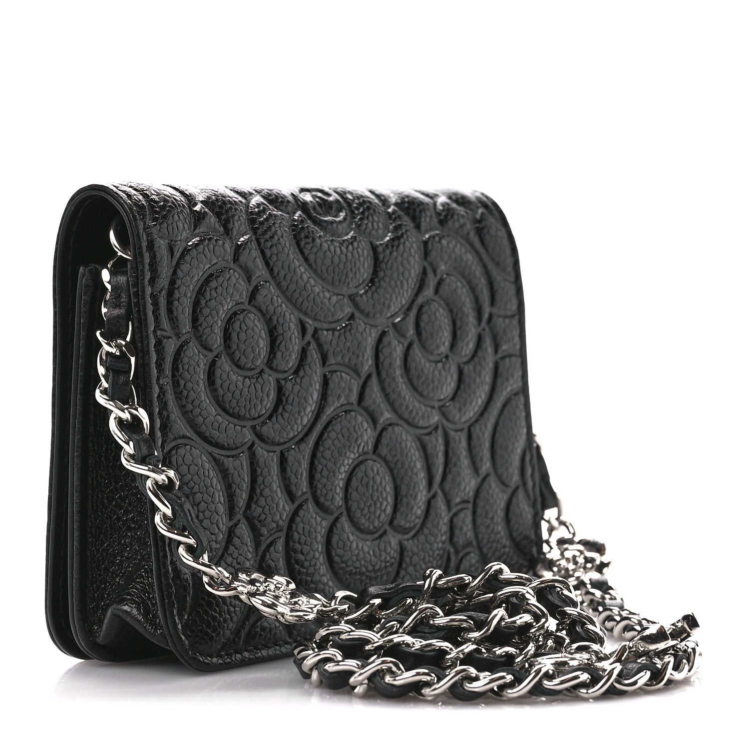 Chanel Caviar Camellia Embossed Chain Belt Bag Black 2 of 11