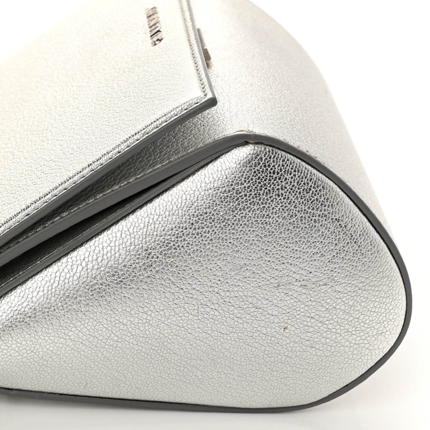 Metallic Calfskin Mini Pandora Box Chain Crossbody Bag Silver
