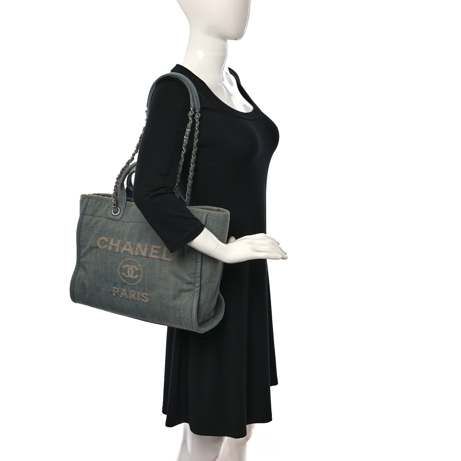 Chanel Denim Small Deauville Tote Light Blue 2 of 11