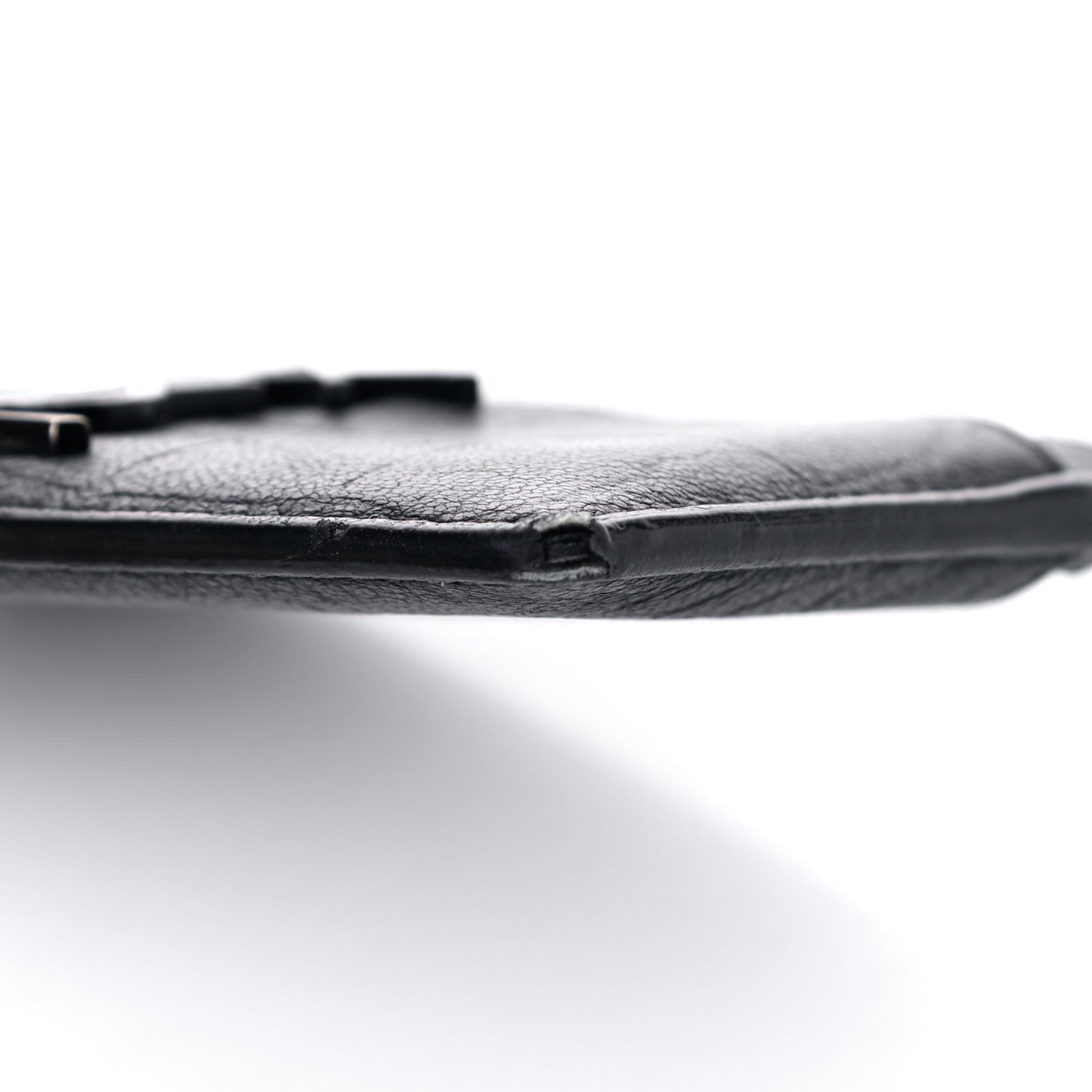Calfskin Crocodile Embossed Monogram Credit Card Case Black