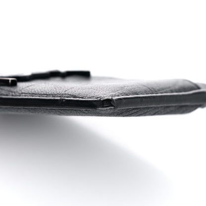 Saint Laurent Calfskin Crocodile Embossed Monogram Credit Card Case Black 8 of 11