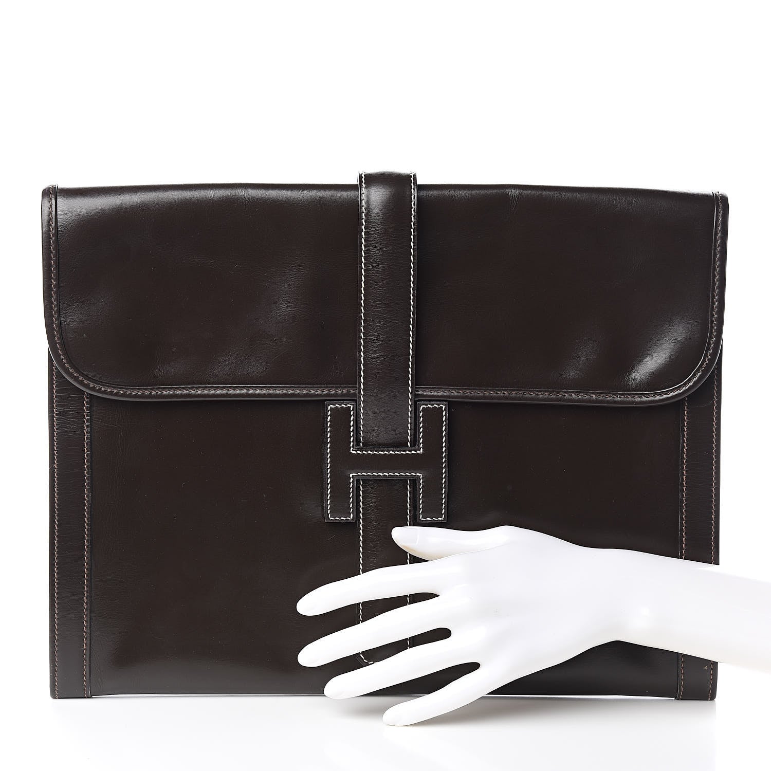 Hermes Box Jige GM Clutch Chocolate 2 of 12