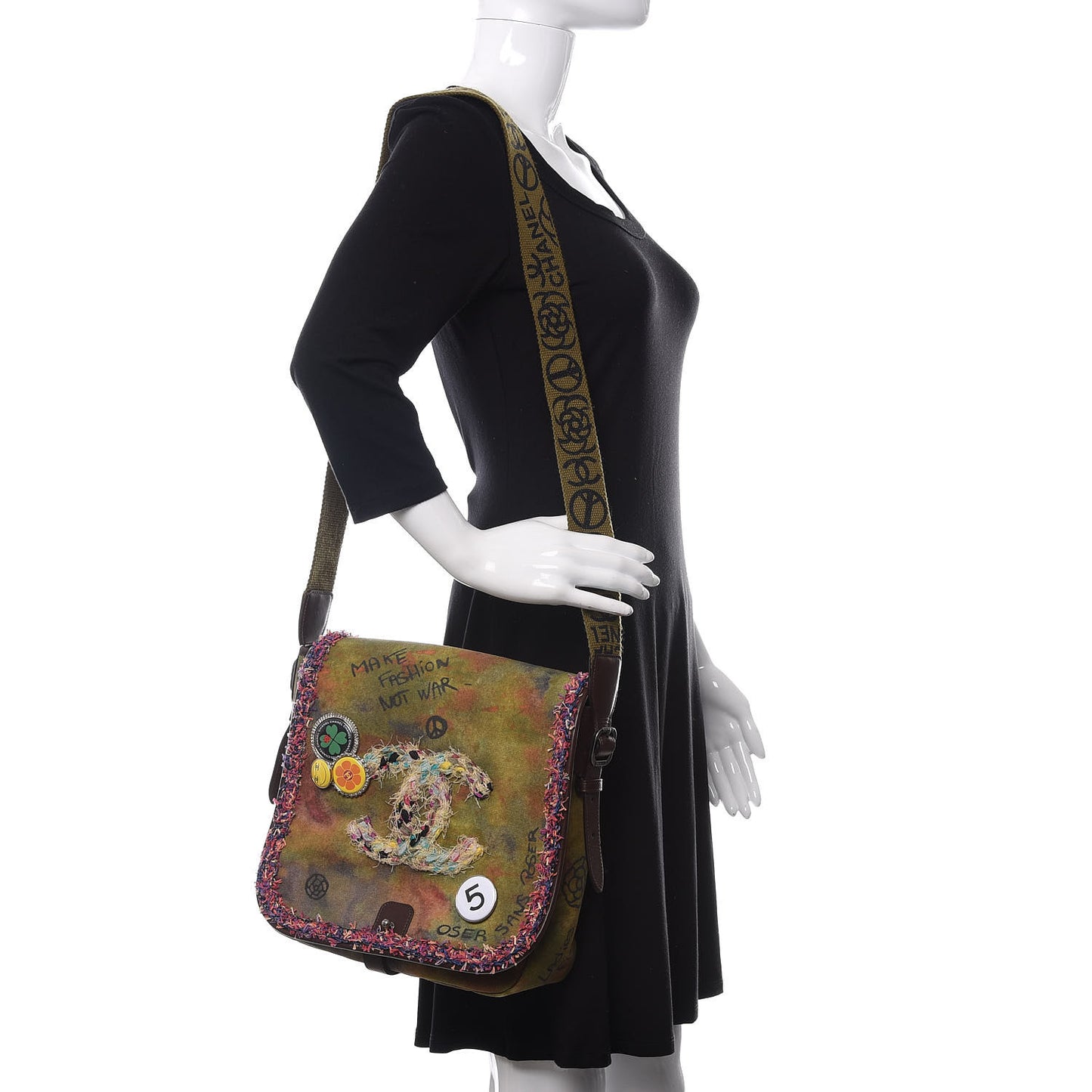 Washed Toile Graffiti On The Pavements Messenger Khaki Multicolor