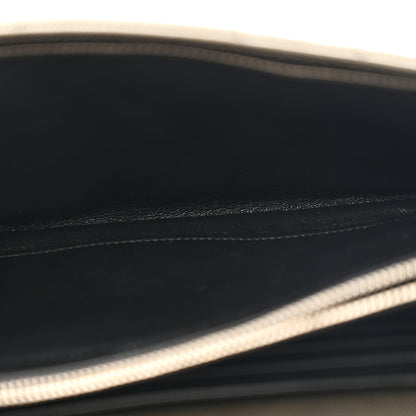 Saint Laurent Metallic Grain De Poudre Matelasse Chevron Monogram Chain Wallet Piombo 5 of 15