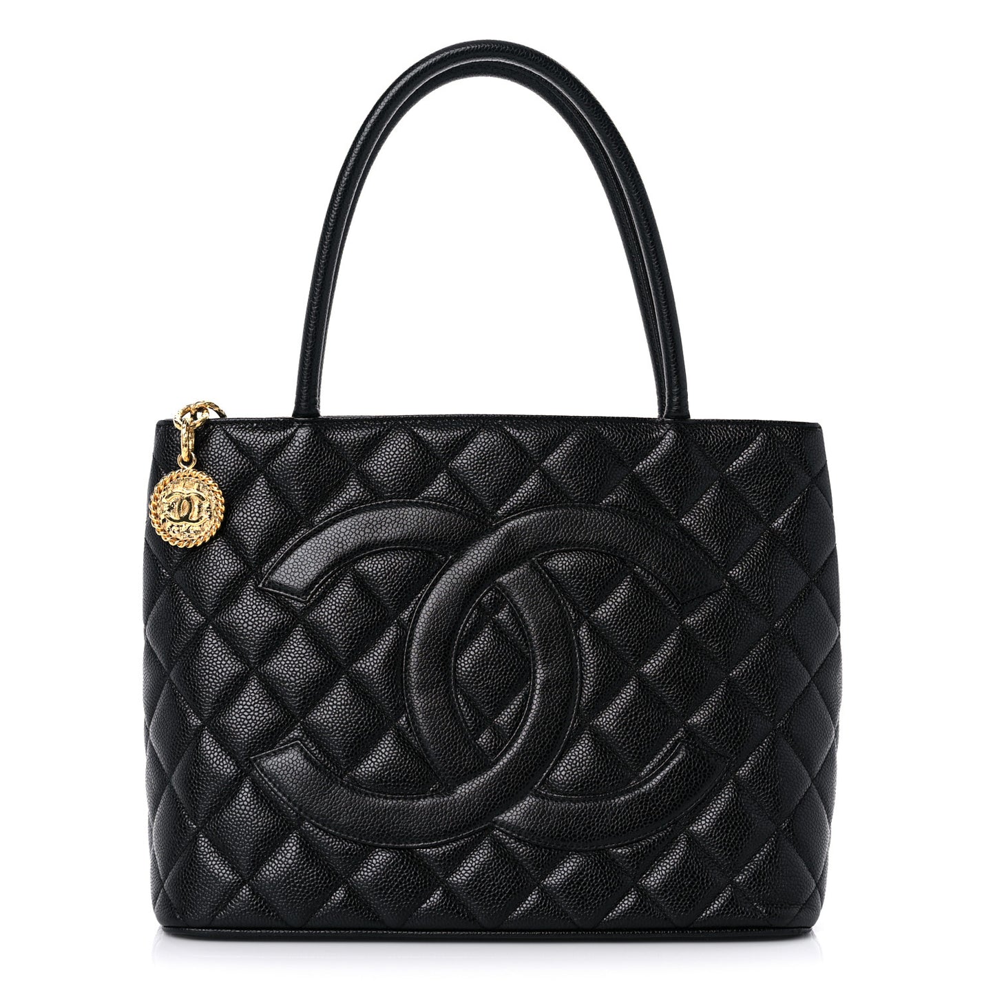Caviar Quilted Medallion Tote Black