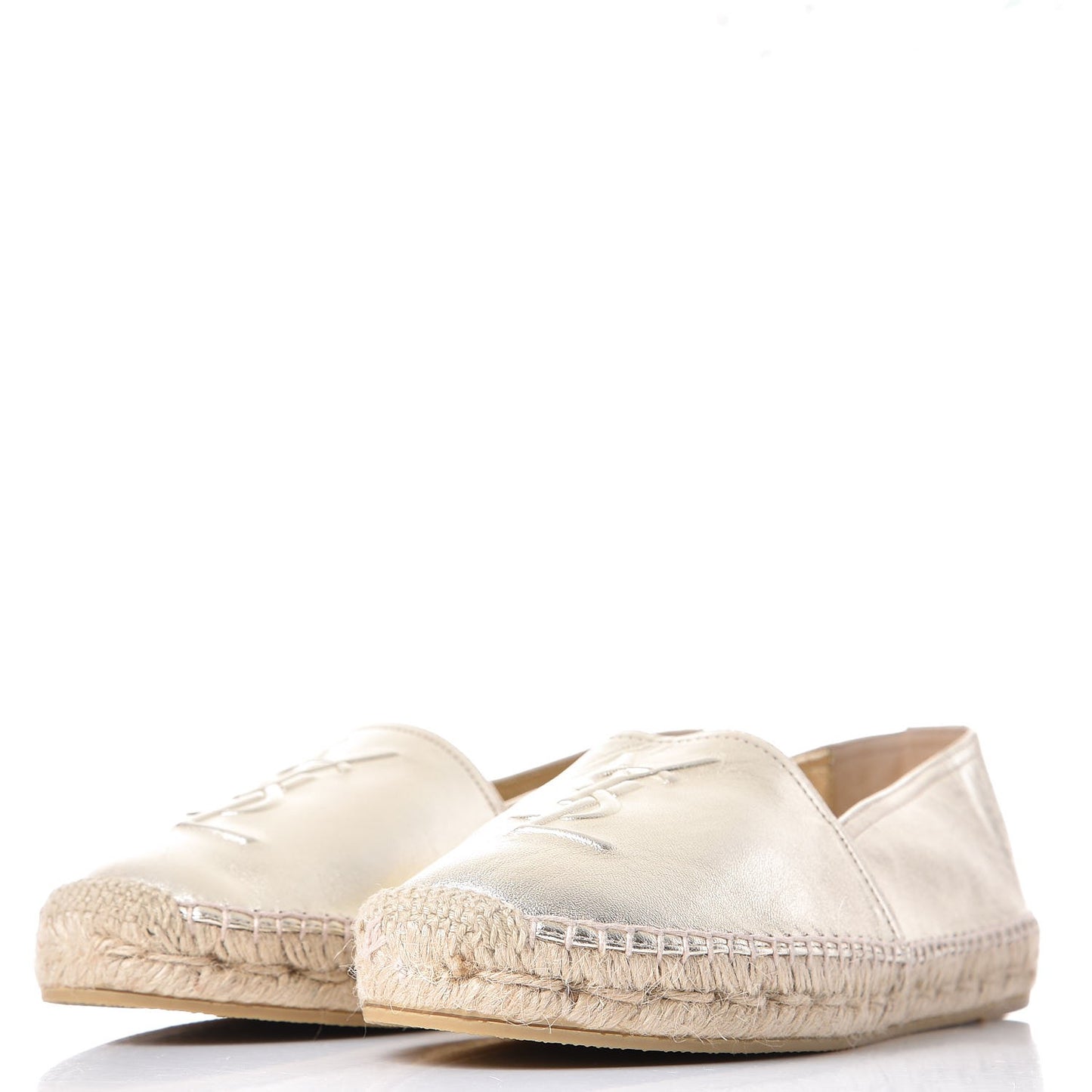 Metallic Lambskin Monogram Espadrilles 40 Platino