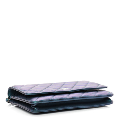Chanel Metallic Lambskin Wallet On Chain WOC Turquoise 4 of 12