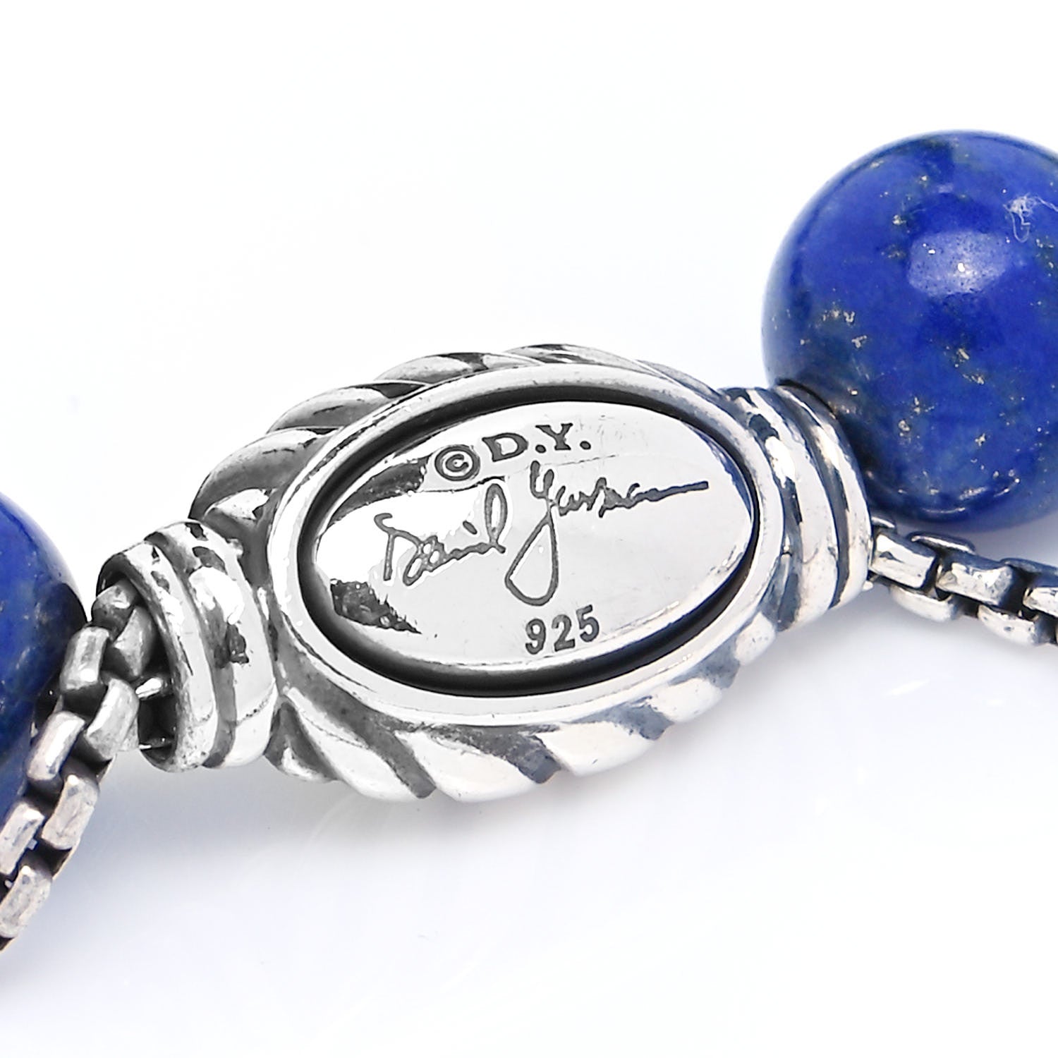 David Yurman Sterling Silver Lapis Lazuli Labradorite Gray Pearl 8mm Elements Bead Bracelet 4 of 4