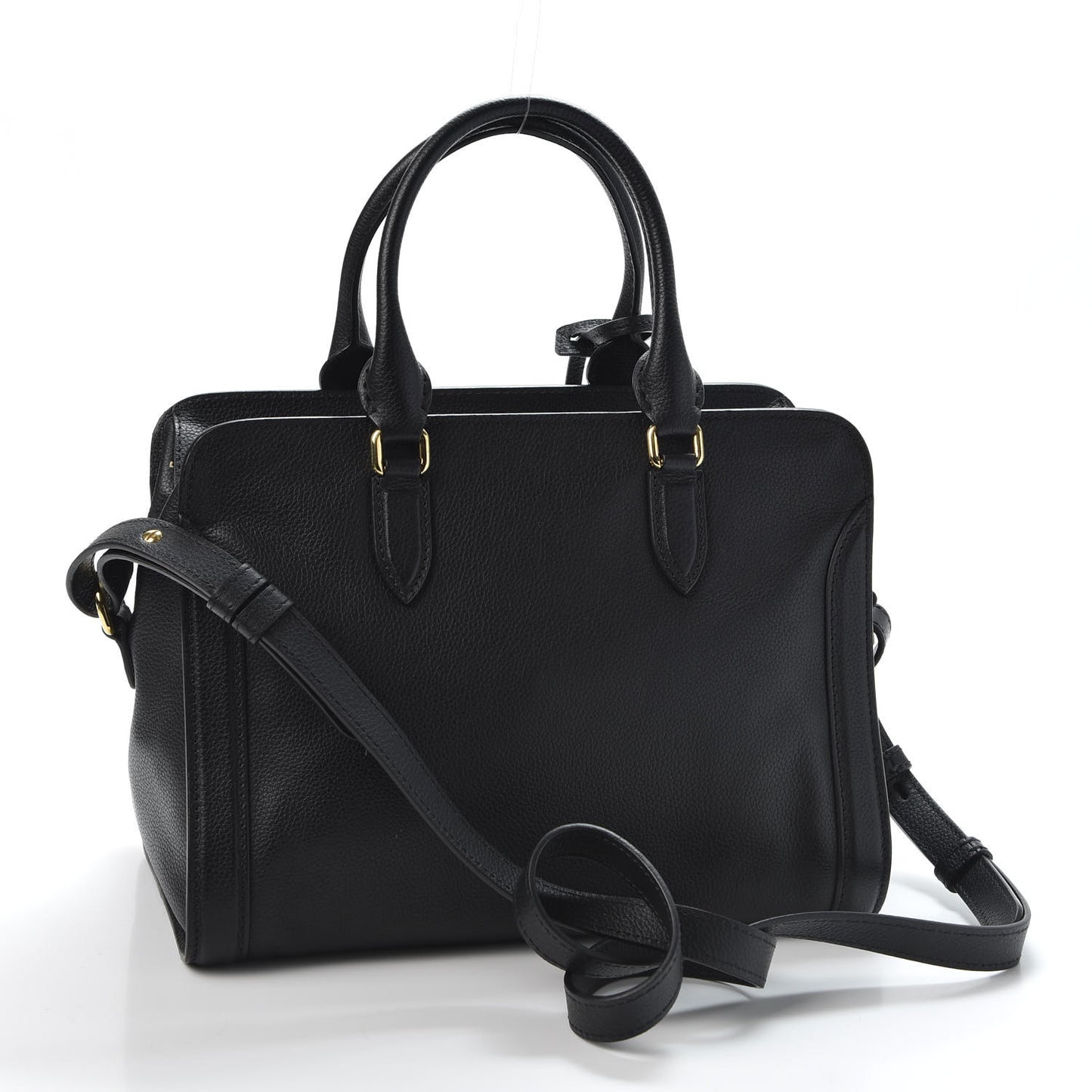 Pebbled Calfskin Small Skull Padlock Zip Around Tote Black