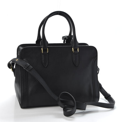 Alexander McQueen Pebbled Calfskin Small Skull Padlock Zip Around Tote Black 2 of 10